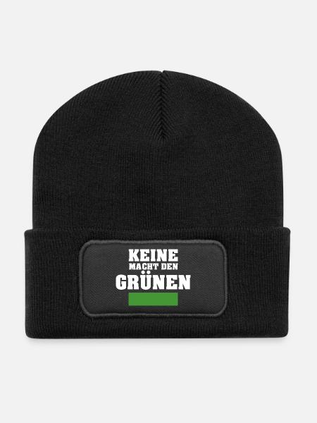 Anti Grüne Gegen die Grünen Keine Macht den Grünen - Recycelte Patch Beanie - Schwarz