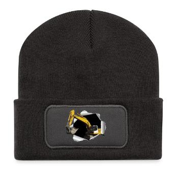 Une excavatrice fouille dans son T-shirt - Beanie recyclé à patch - charbon - Devant