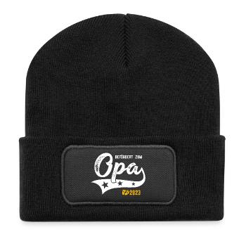 Befördert zum Opa 2023 Babyfüße Großvater - Recycelte Patch Beanie - Schwarz - Vorne