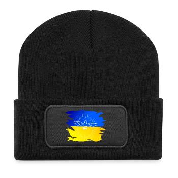 Ukraine flag with dove of peace - Recycled Patch Beanie - black - Front