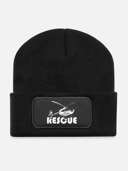 rescue bergrettung helikopter heli flying symbol - Recycelte Patch Beanie - Schwarz
