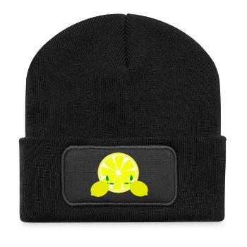 citron vert lime - Beanie recyclé à patch - noir - Devant