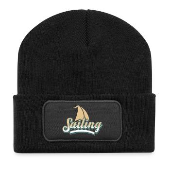 Sailboat Sailing Sailor - Recycled Patch Beanie - black - Front
