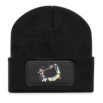 cadre maritime fait de coquillages et de symboles colorés - Beanie recyclé à patch - noir - Devant