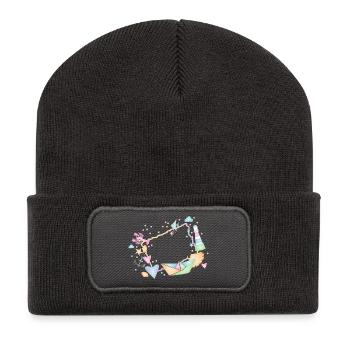 maritime frame made of colorful shells and symbols - Recycled Patch Beanie - dark grey - Front
