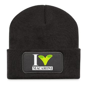 J’adore les macaronis - Beanie recyclé à patch - charbon - Devant
