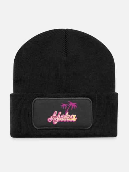 Aloha Palme - Recycelte Patch Beanie - Schwarz