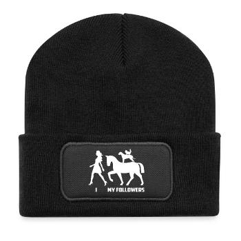 Pferd Follower - Recycelte Patch Beanie - Schwarz - Vorne