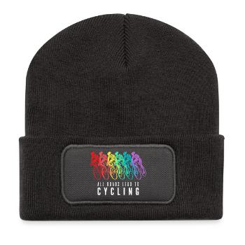 All Roads Lead to Cycling - Beanie recyclé à patch - charbon - Devant