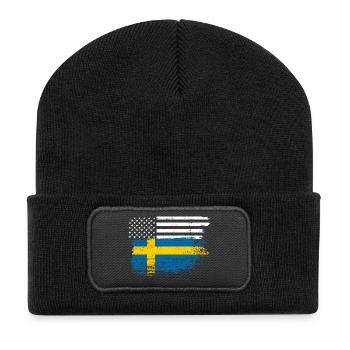 Flagge Fusion: US Nordic Brush - Recycelte Patch Beanie - Schwarz - Vorne
