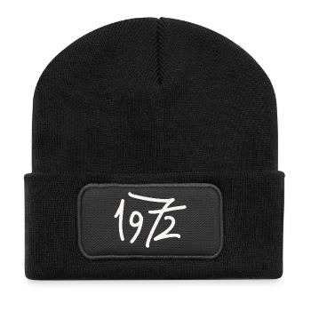 Geburtsjahr 1972 - Recycelte Patch Beanie - Schwarz - Vorne