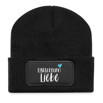 Klettern Eisklettern Liebe Eispickel Geschenk - Recycelte Patch Beanie - Schwarz - Vorne
