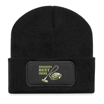 Housewives best friend | vacuum cleaner - Recycelte Patch Beanie - Schwarz - Vorne