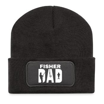 Angeln, Fischer, Angelfächer - Recycelte Patch Beanie - Dunkelgrau - Vorne