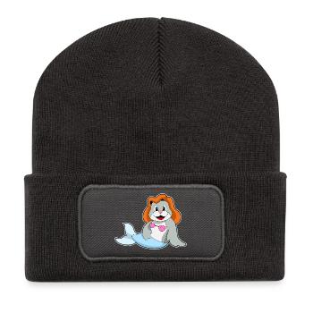 Seal Mermaid - Recycled Patch Beanie - dark grey - Front