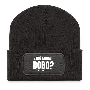 Argentine, foot, fan de foot, qué miras bobo - Beanie recyclé à patch - charbon - Devant