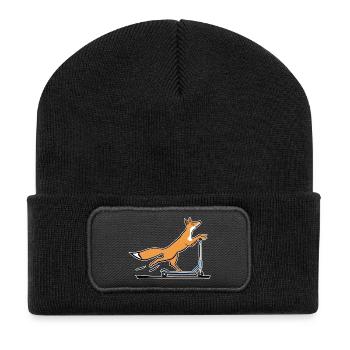 Fuchs - Recycelte Patch Beanie - Schwarz - Vorne