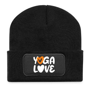 Yoga Love Heart Quote Fan Meditation Handwriting - Recycled Patch Beanie - black - Front