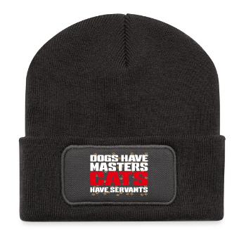 Chiens maîtres, chats serviteurs - Beanie recyclé à patch - charbon - Devant