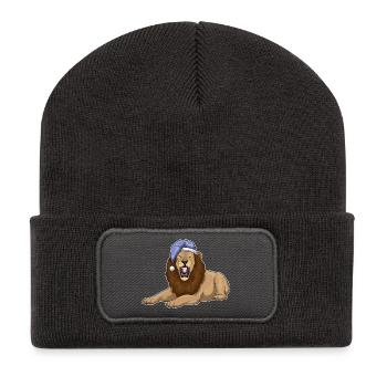 Leo Sleep Nightcap - Beanie recyclé à patch - charbon - Devant