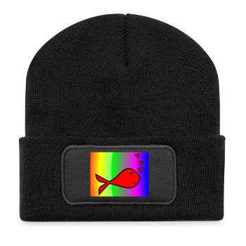 SARDINE. FISH. APRIL FOOL. EASTER. SEA - Recycled Patch Beanie - black - Front