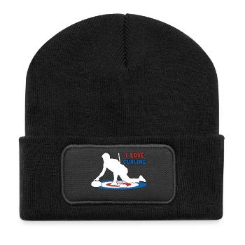J’adore le curling - Beanie recyclé à patch - noir - Devant