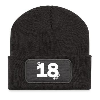 cooles Statement, 18 Blumenranken - Recycelte Patch Beanie - Dunkelgrau - Vorne