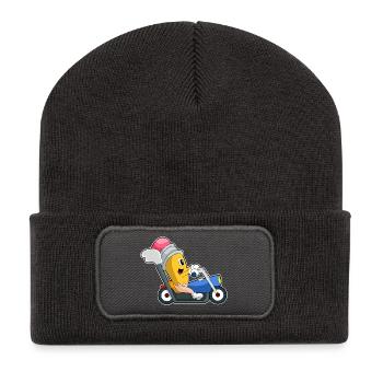 Moto Pencil - Beanie recyclé à patch - charbon - Devant