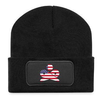 Flipper rétro USA Drapeau américain - Beanie recyclé à patch - noir - Devant