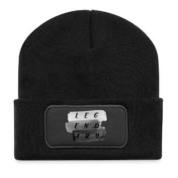 Legendäre Pinselstrich Typografie - Recycelte Patch Beanie - Schwarz - Vorne