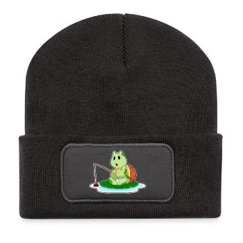 Canne à pêche Pêcheur Tortue Canne à pêche - Beanie recyclé à patch - charbon - Devant