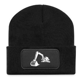 Excavator Silhouette, Precise Design for - Recycled Patch Beanie - black - Front