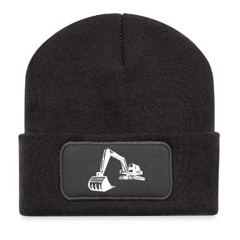Excavator Silhouette, Precise Design for - Recycled Patch Beanie - dark grey - Front