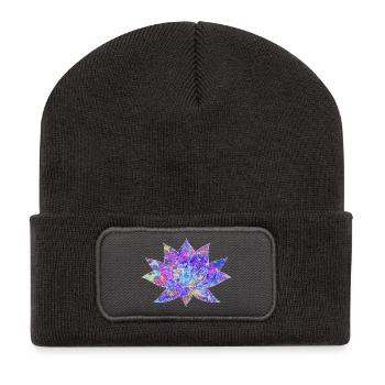 Galaxy Lotus Flower Yoga Art - Recycelte Patch Beanie - Dunkelgrau - Vorne
