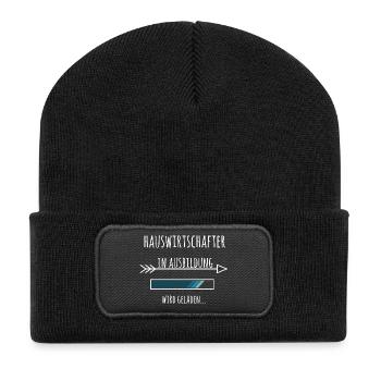Hauswirtschafter Ausbildung Beruf Geschenk - Recycelte Patch Beanie - Schwarz - Vorne