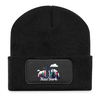 Éclaboussure de la ligne d’horizon de New York - Beanie recyclé à patch - noir - Devant