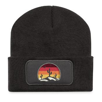 Desert Sunset Cacti Circle - Recycled Patch Beanie - dark grey - Front