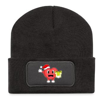 Forfait Noël Coeur - Beanie recyclé à patch - charbon - Devant