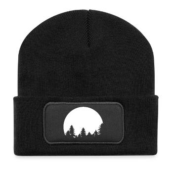 Moon, Forest, Trees, Nature, Shadow, Evening, Tranquility Symbol - Recycled Patch Beanie - black - Front