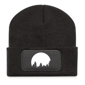 Mond Wald Bäume Natur Schatten Abend Ruhe Symbol - Recycelte Patch Beanie - Dunkelgrau - Vorne