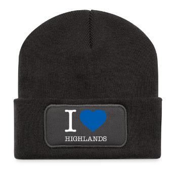 I LOVE HIGHLANDS - Recycelte Patch Beanie - Dunkelgrau - Vorne