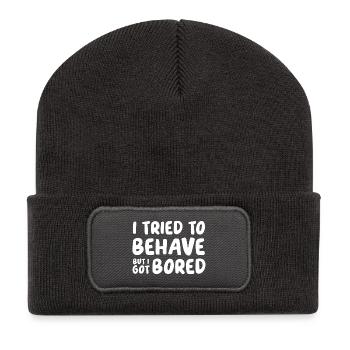 I tried to behave - Recycled Patch Beanie - dark grey - Front