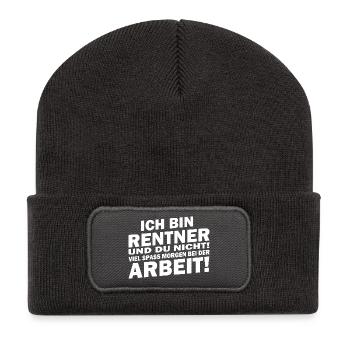 Ich bin in Rente... viel Spaß bei der Arbeit - Recycelte Patch Beanie - Dunkelgrau - Vorne