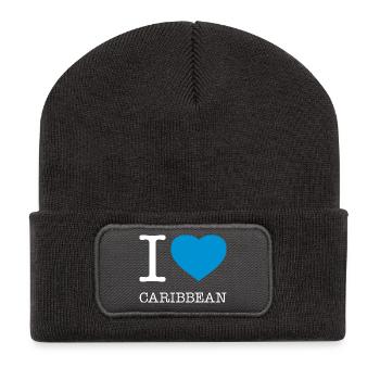 I LOVE CARIBBEAN Karibik - Recycelte Patch Beanie - Dunkelgrau - Vorne