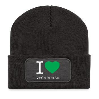 J’AIME VÉGÉTARIEN Hashtag végétarien - Beanie recyclé à patch - charbon - Devant