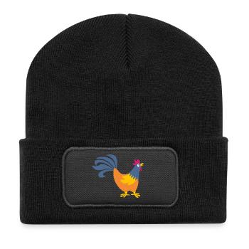 coq coq Pâques ferme volaille animaux oeuf - Beanie recyclé à patch - noir - Devant