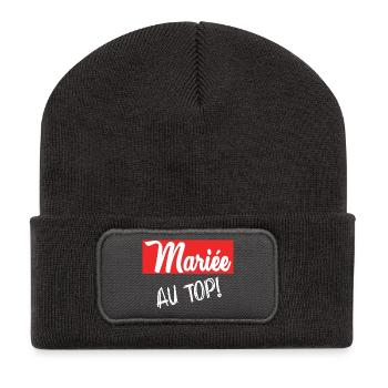 ICH HABE GERADE GEHEIRATET. Junggesellinnenabschied. VALENTINSTAG. PAAR - Recycelte Patch Beanie - Dunkelgrau - Vorne