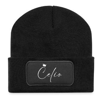 Celio Name König T-Shirt Geschenk Männer - Recycelte Patch Beanie - Schwarz - Vorne