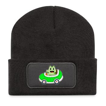 Schildkröte Auto - Recycelte Patch Beanie - Dunkelgrau - Vorne