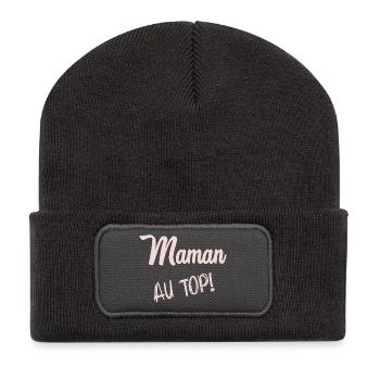 MAMAN. HUMOUR - Beanie recyclé à patch - charbon - Devant